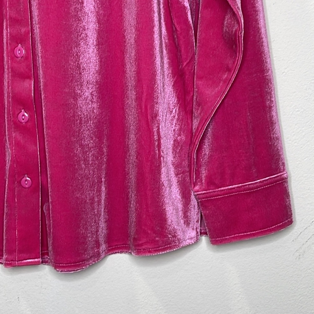 Joan Rivers Beautiful Raspberry Pink Velvet Boyfriend Tunic - Picture 2 of 7